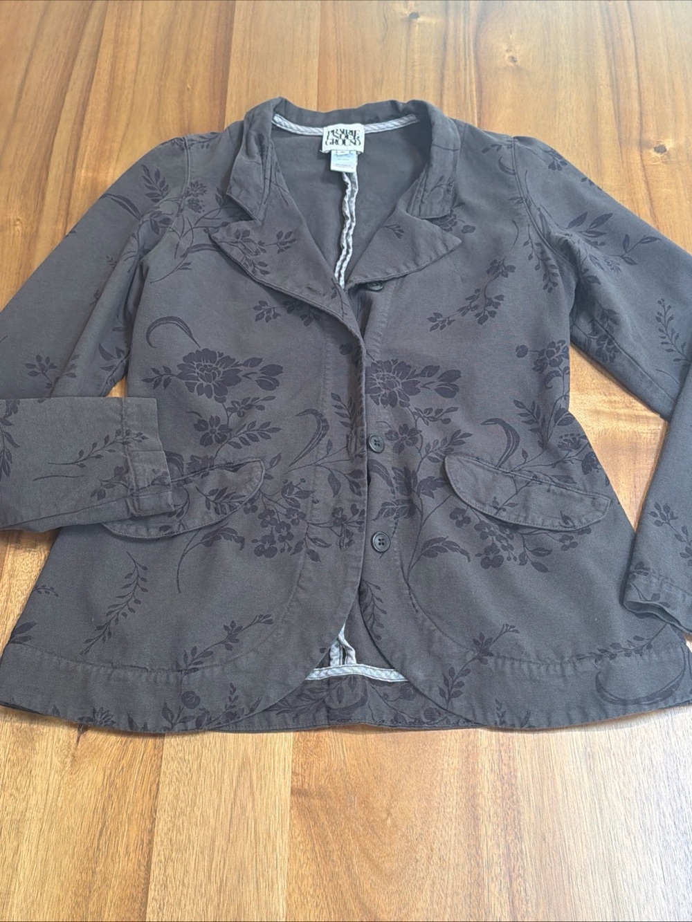 Prairie Underground Floral Print Fitted Blazer Army Green Utility Jacket Small